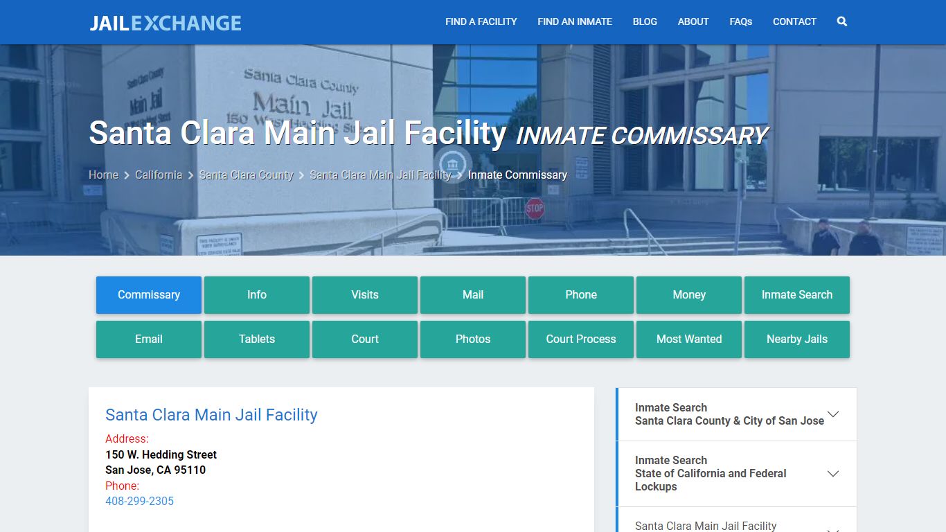Santa Clara Main Jail Facility Inmate Commissary