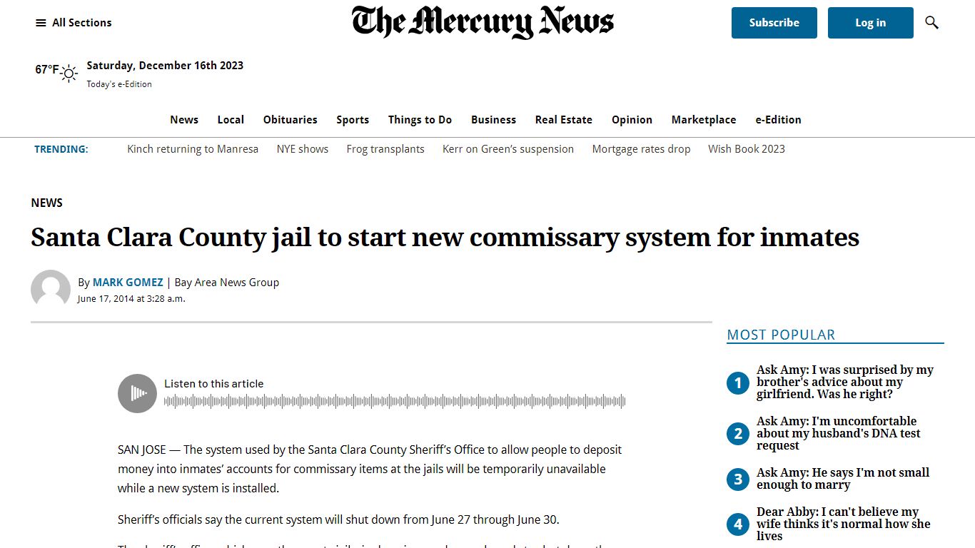 Santa Clara County jail to start new commissary system for inmates ...